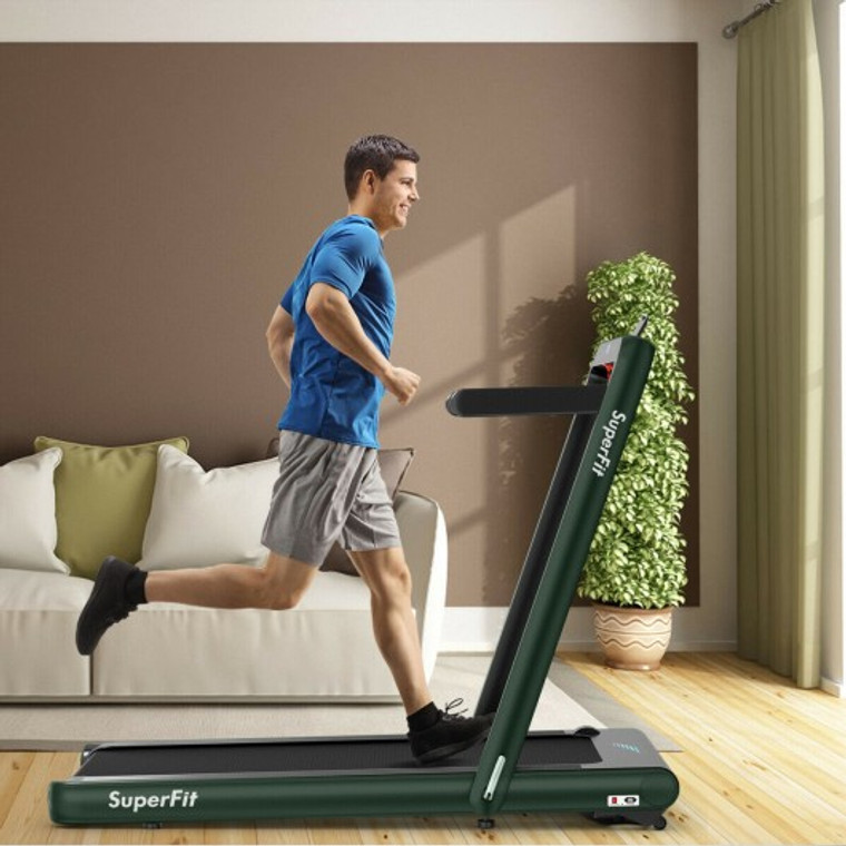 4.75Hp 2 In 1 Folding Treadmill With Remote App Control-Green SP37424GN