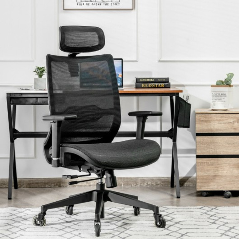 Adjustable Mesh Computer Chair With Sliding Seat And Lumbar Support-Black CB10108DK