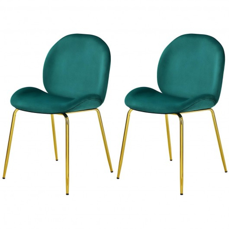 Set Of 2 Velvet Accent Chairs With Gold Metal Legs-Green HU10051GN-2