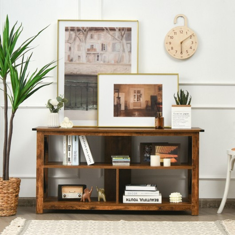 Modern Farmhouse Tv Stand Entertainment Center For Tv'S Up To 55Inch With Open Shelves-Brown HW65893BN