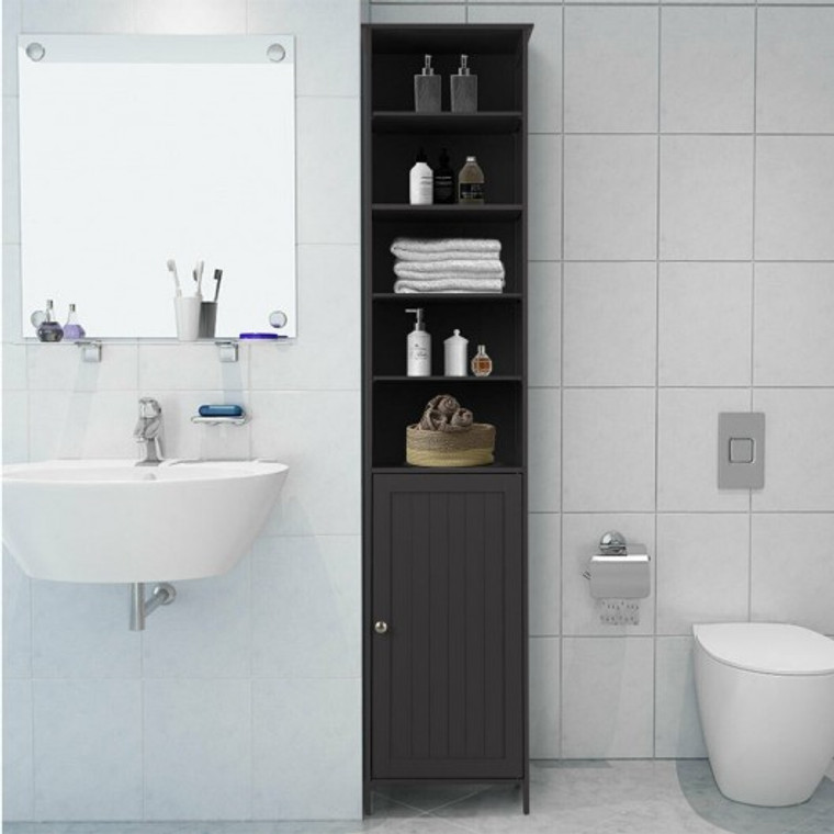 72'' Bathroom Tall Floor Storage Cabinet Freestand Shelving Display Brown HW66093CF