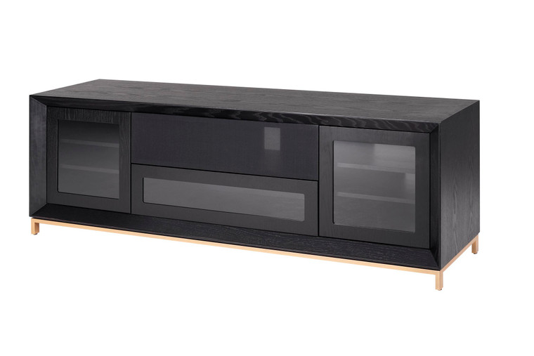 78" Contemporary Tv Stand In An Ebony Oak Finish, Media Console For Flat Screen FT78CGEB By Furnitech