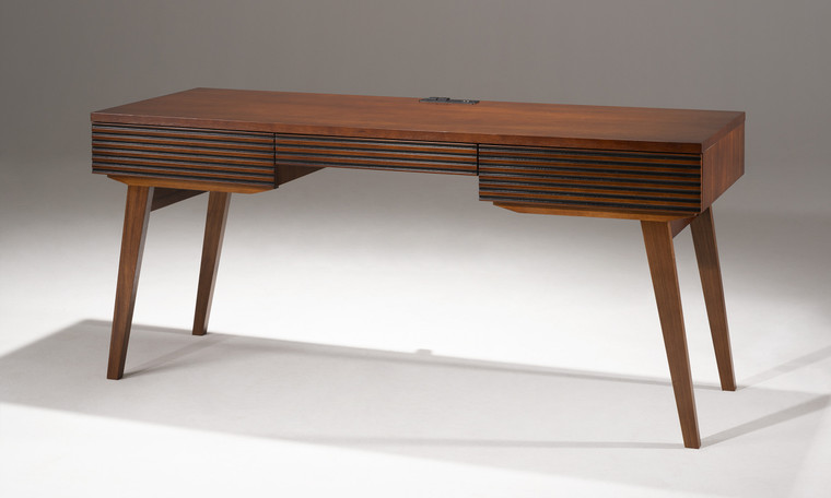 66" Mid - Century Modern Writing Desk With A Cognac Finish Over Brazilian Cherry Veneers/Solid Brazilian Cherry Wood Legs TANGO-DK66CN By Furnitech