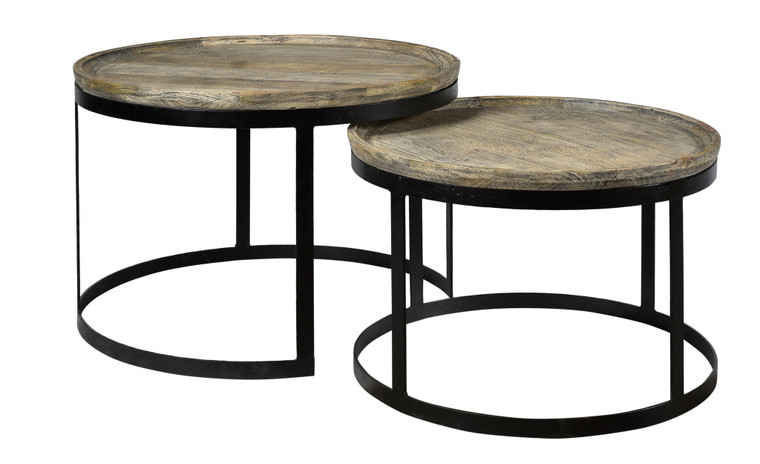 Crestview Bengal Manor Mango Wood And Metal Round Cocktail Tables CVFNR464