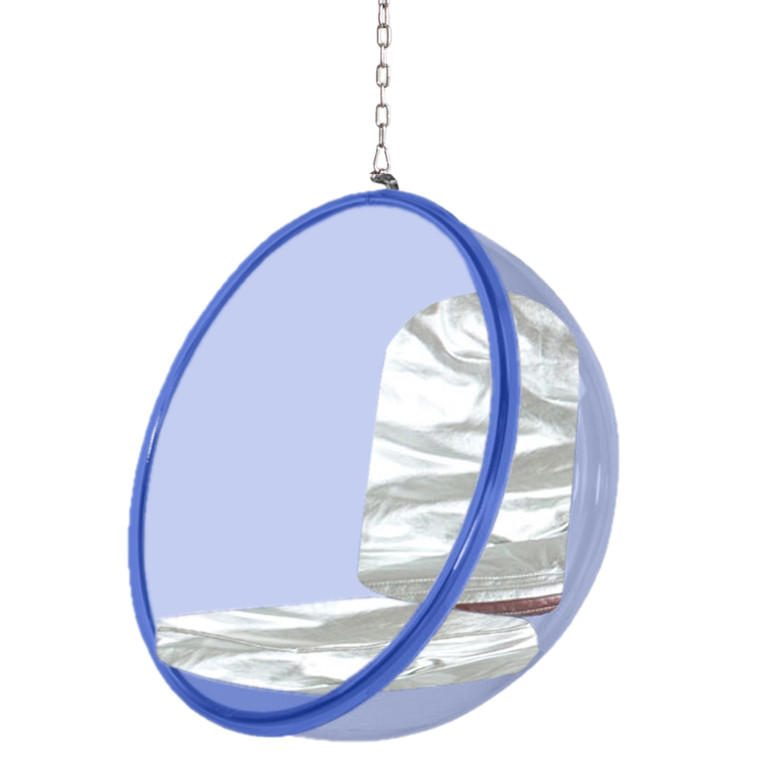 Bubble Hanging Chair Blue Acrylic, Silver FMI10152-SILVER By Fine Mod Imports