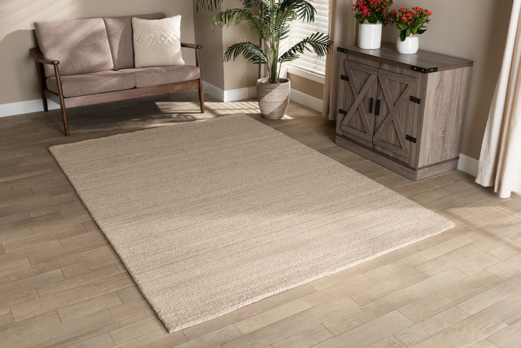 Baxton Studio Aral Modern and Contemporary Beige Handwoven Wool Area Rug Aral-Beige-Rug
