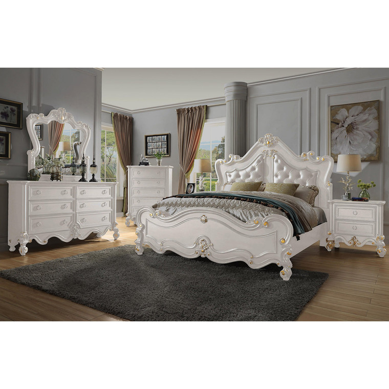 Homey Design Victorian Eastern King 4-Piece Bedroom Set HD-EK999IV-4PC-BEDROOM