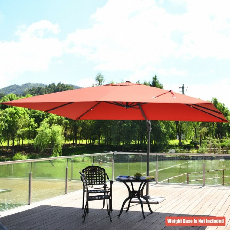 10X13Ft Rectangular Cantilever Umbrella With 360 Rotation Function-Orange NP10192OR