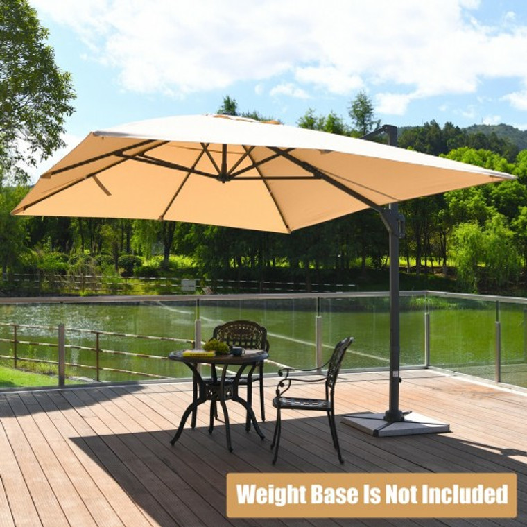 10X13Ft Rectangular Cantilever Umbrella With 360 Rotation Function-Beige NP10192BE