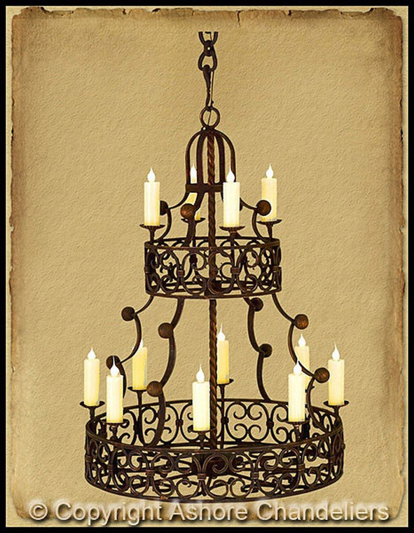 Ashore 12 Light Lauren Chandelier In Walnut CH-1008