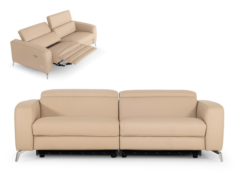 VIG Furniture VGCCROMA-SF-CAP-TAN-S Coronelli Collezioni Turin - Cappuccino Leather 2-Seater 91" Recliner Sofa