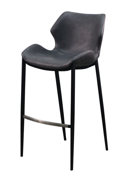 VIG Furniture VGHR5409B-DKGRY-BS Modrest Ithaca - Industrial Dark Grey Eco-Leather Bar Stool (Set Of 2)