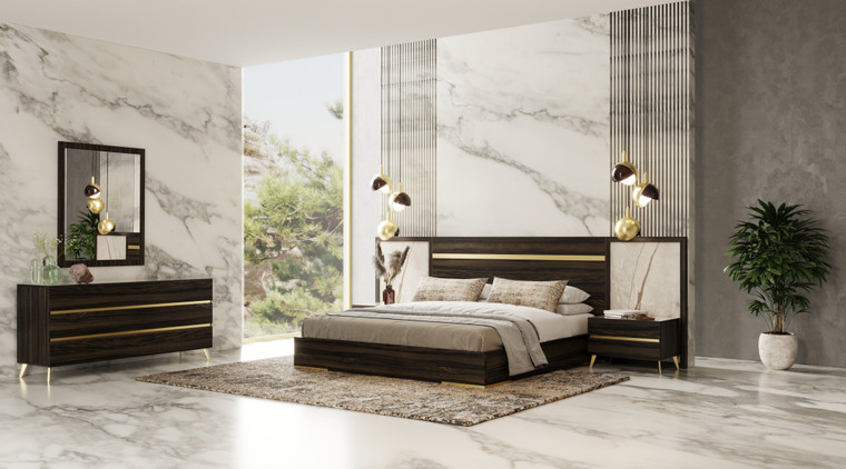 VIG Furniture VGACVELONDRA-BED-SET Nova Domus Velondra - Modern Eucalypto + Marble Bedroom Set