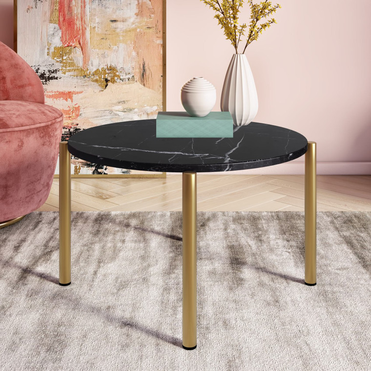 VIG Furniture VGGMM-ET-1581-BLK-CT Modrest Denzel - Black Marble + Gold Coffee Table