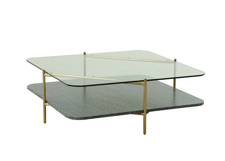 VIG Furniture VGODLZ-247RC-GOLD-CT Modrest Cari - Glam Gold + Glass Coffee Table