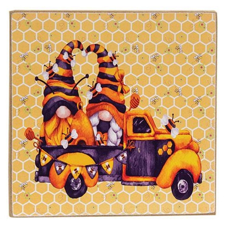 *Bumblebee Gnomes In Truck Square Block G06607 By CWI Gifts