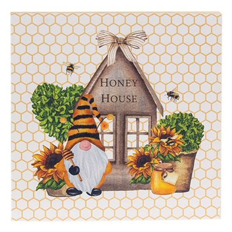 *Honey House Bee Gnome Square Block G08808 By CWI Gifts