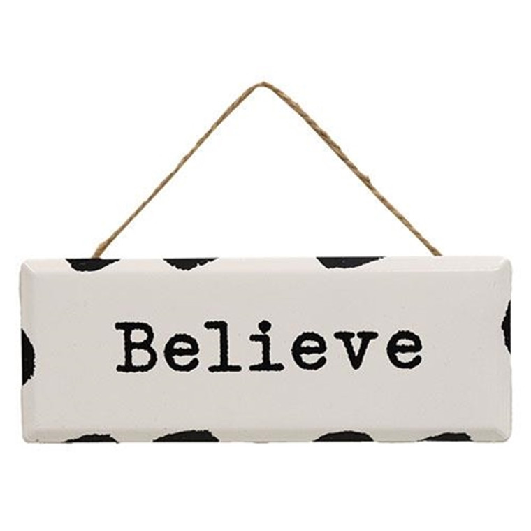 Believe Distressed Metal Sign Ornament G2547330 By CWI Gifts