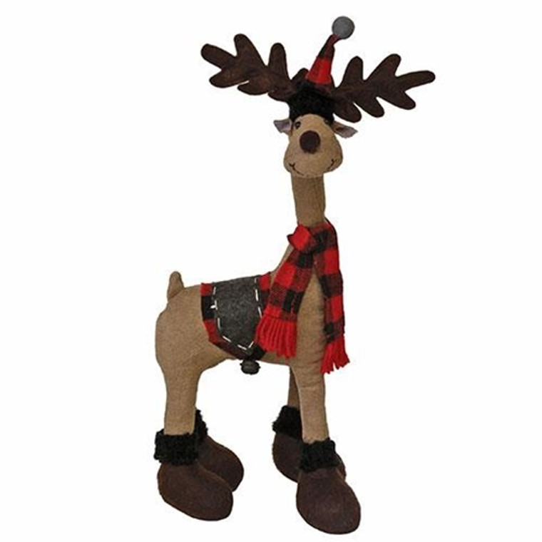*Standing Plush Red/Black Plaid Reindeer GADC2626 By CWI Gifts