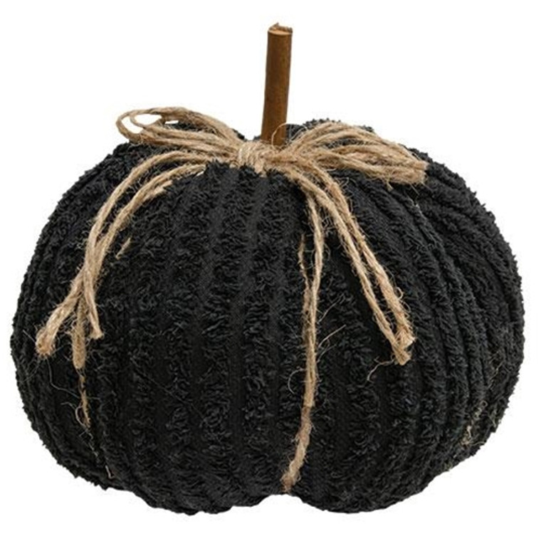 *Black Chenille Stuffed Pumpkin 5.75" GCS38241 By CWI Gifts