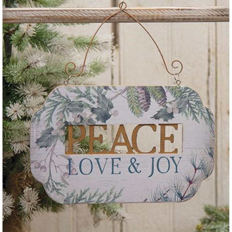 *Peace Love And Joy Greenery Plaque GHY03022 By CWI Gifts