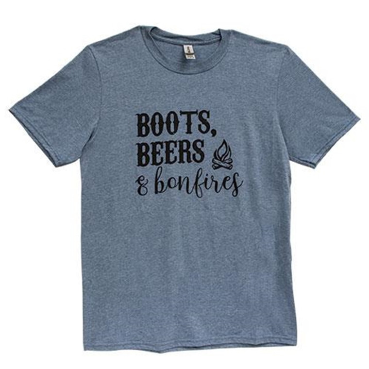 *Boots Beers & Bonfires T-Shirt Heather Indigo Xxl GL85XXL By CWI Gifts