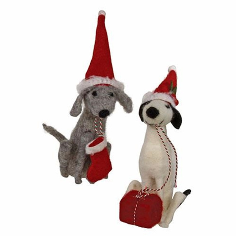 *Felted Christmas Dogs 2 Asstd. (Pack Of 2) GQHT2612 By CWI Gifts