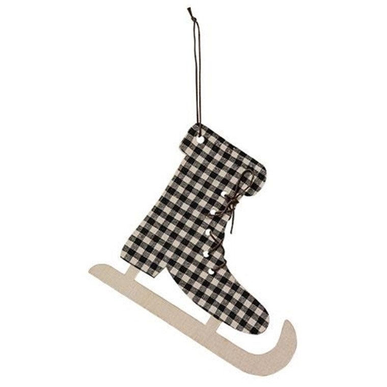 *Blk/Wht Plaid Skate Ornament GSHN3021 By CWI Gifts