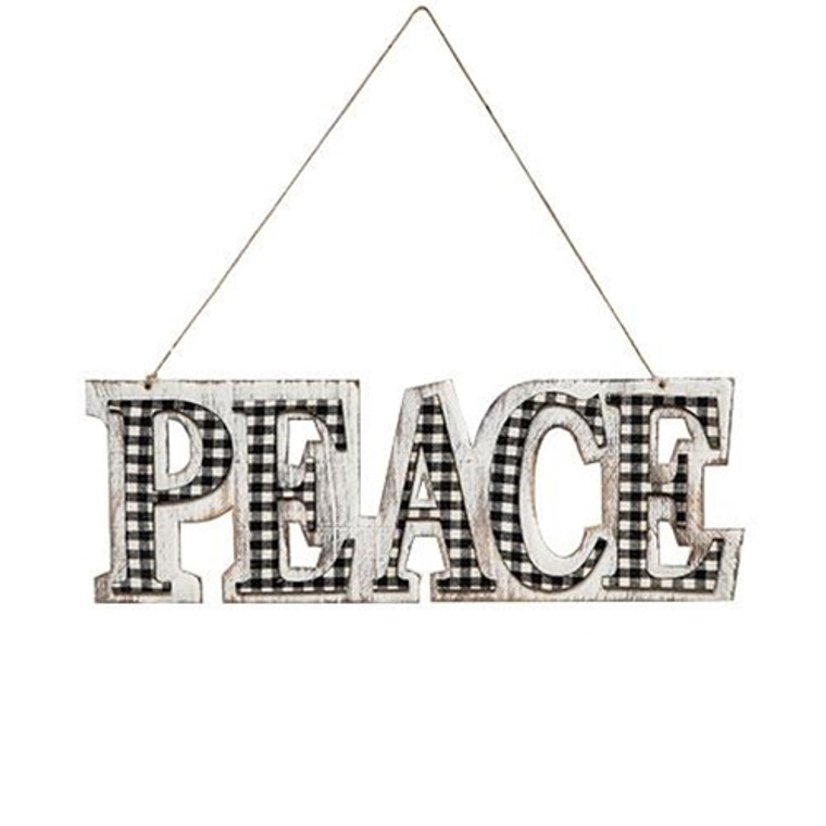*Black/White Plaid Peace Hanger GSHN3026 By CWI Gifts