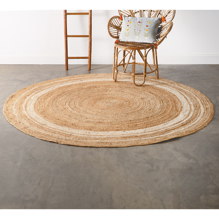 CTW Home Natural And Ivory Round Jute Rug 510568