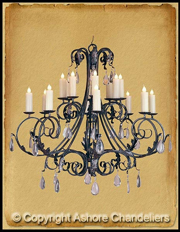 16 Light Simpson Chandelier w/ Crystals In Metal Finish CH-2033-C
