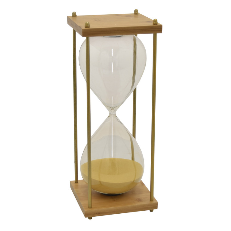Bamboo Glass Sand Timer In Gold Glass PBTH92689 By Plutus