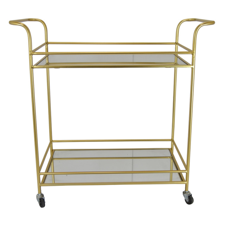 Metal Mirrored Plant Stand In Gold Metal PBTH93271 By Plutus
