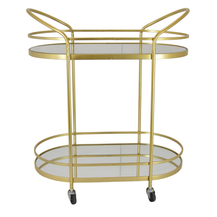 Metal Mirrored Plant Stand In Gold Metal PBTH93273 By Plutus