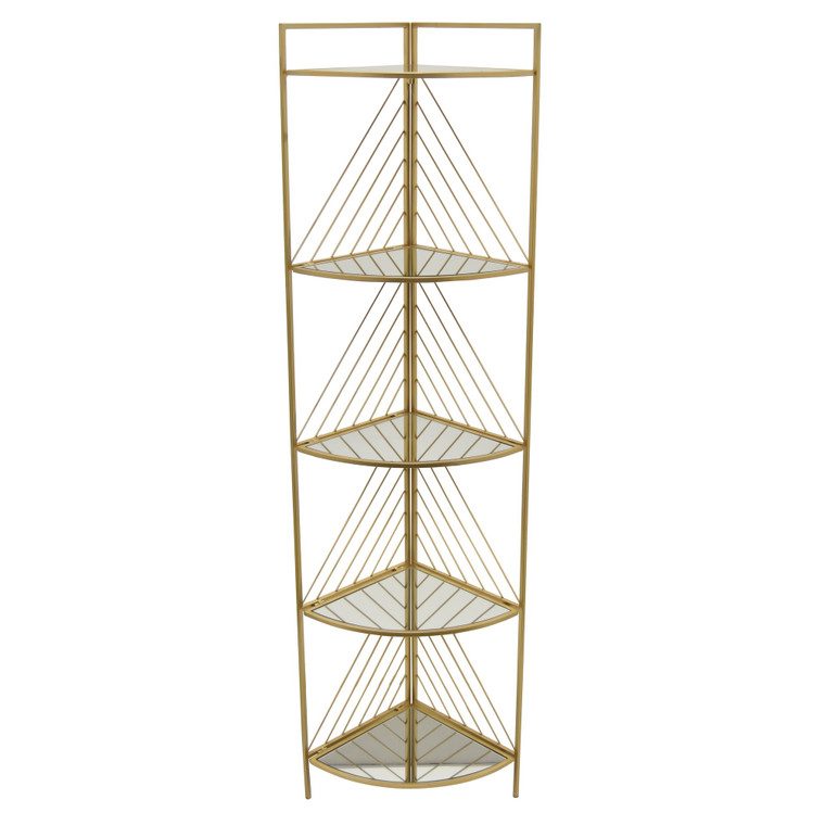 Metal Mirrored Plant Stand In Gold Metal PBTH93061 By Plutus