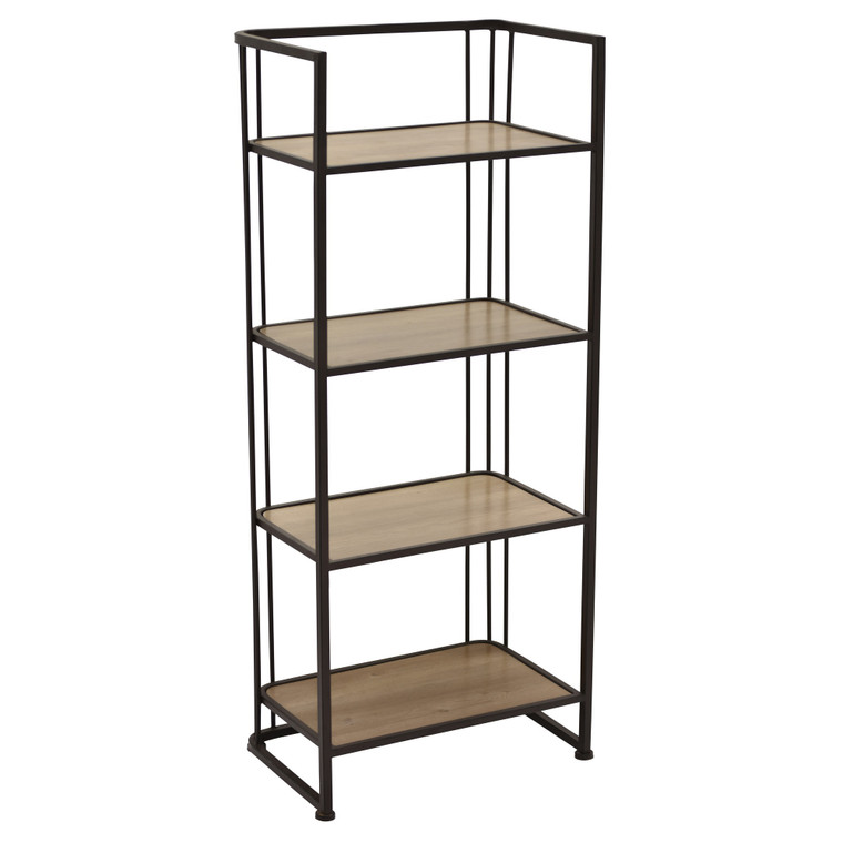 Metal With Wood Plant Stand In Brown Metal PBTH94480 By Plutus