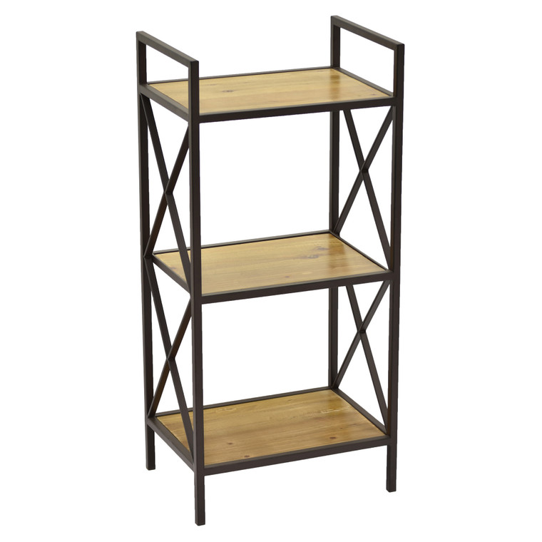 Metal With Wood Plant Stand In Brown Metal PBTH94484 By Plutus