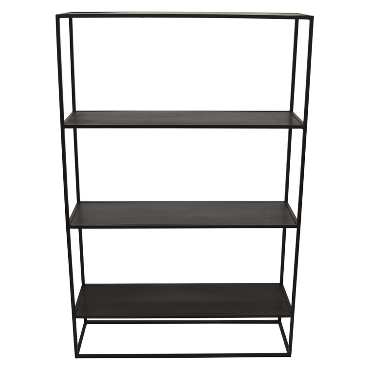 3 Tier Bookshelf Black Metal Frame, Wood Shelves PBTH92114 By Plutus