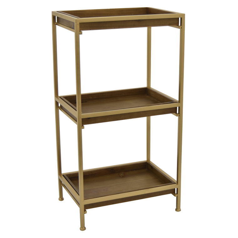 Metal/Wood Plant Stand In Gold Metal PBTH92080 By Plutus