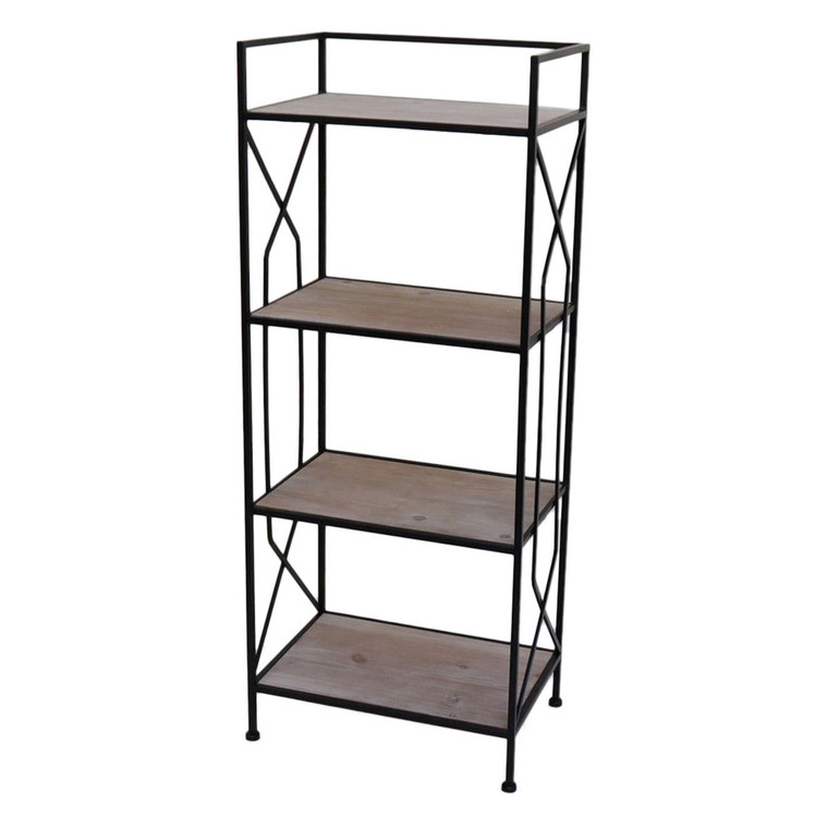 Wood Metal Plant Stand In Black Metal PBTH93914 By Plutus