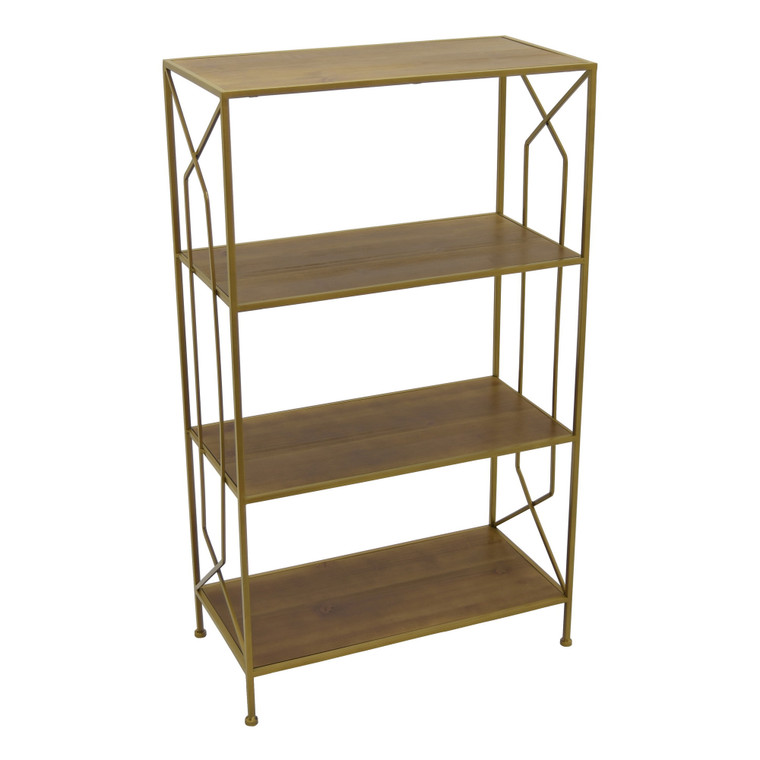 Wood Metal Plant Stand In Gold Metal PBTH93939 By Plutus