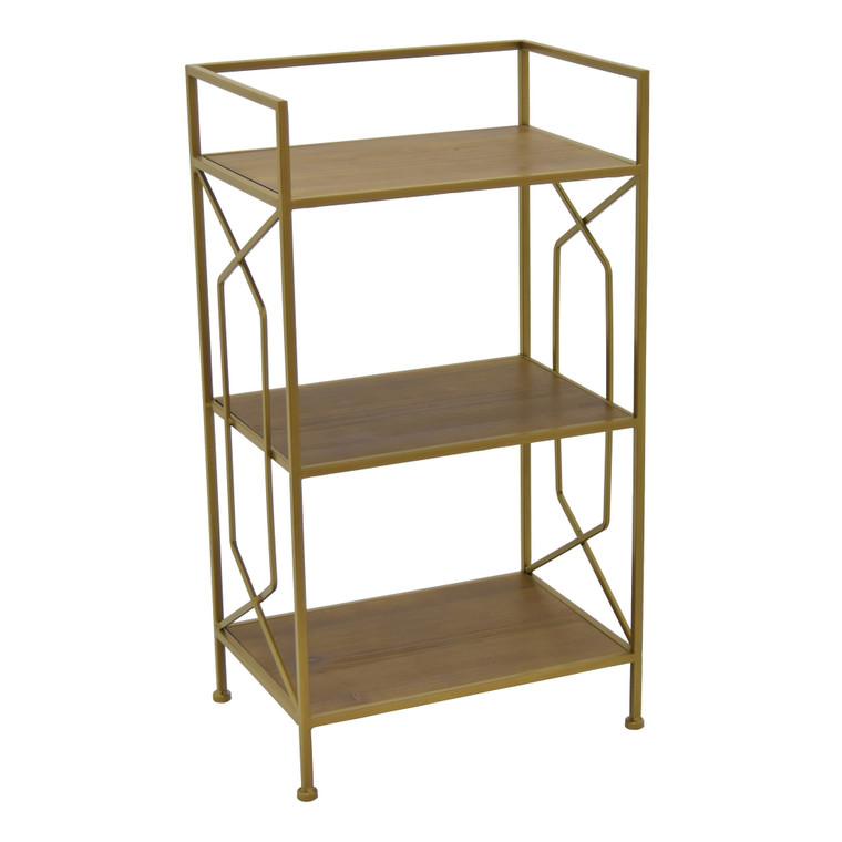 Wood Metal Plant Stand In Gold Metal PBTH93942 By Plutus