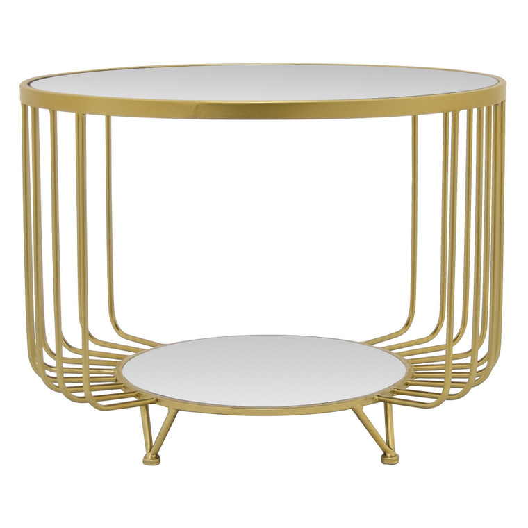 Metal Mirrored Plant Stand In Gold Metal PBTH93064 By Plutus