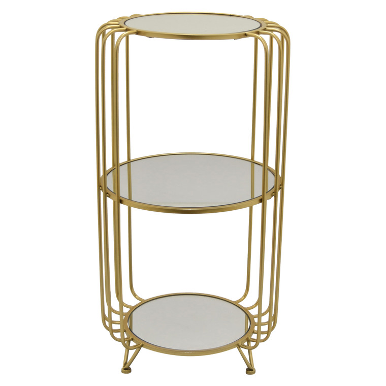 Metal Mirrored Plant Stand In Gold Metal PBTH93065 By Plutus