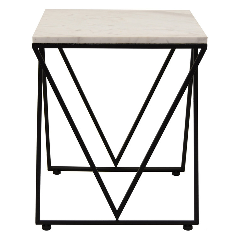 Metal & Marble Table In White Metal PBTH94831 By Plutus