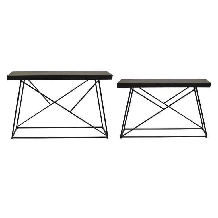 Metal Plant Stand (Set Of 2) In Black Metal PBTH92103 By Plutus