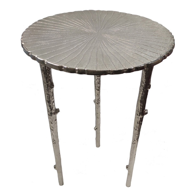 Metal Accent Table In Silver Metal PBTH92418 By Plutus