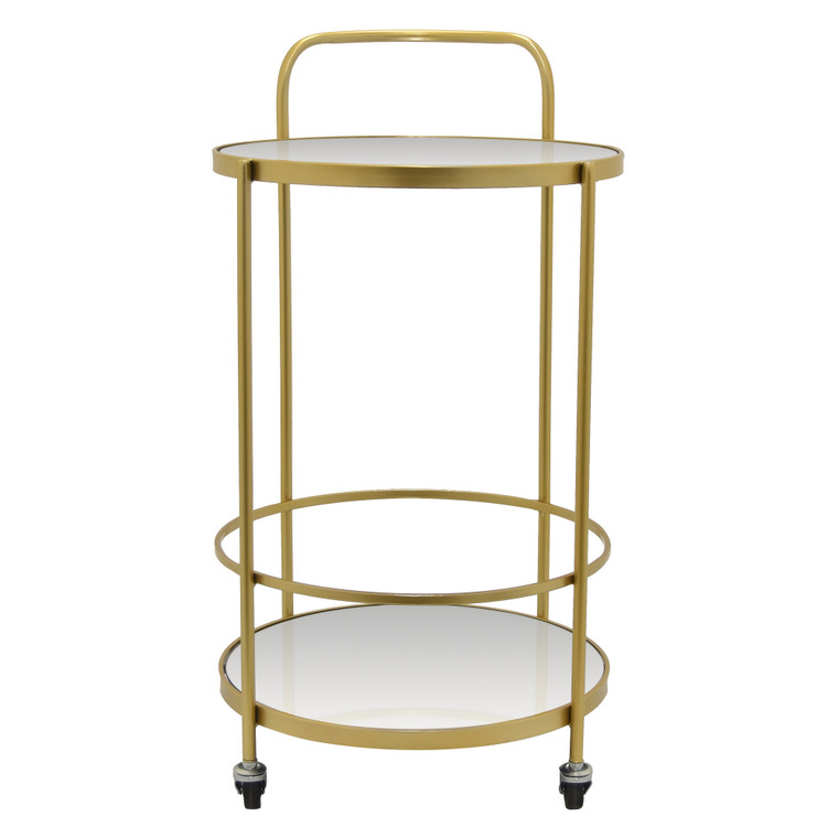 Metal Mirrored Plant Stand In Gold Metal PBTH93067 By Plutus