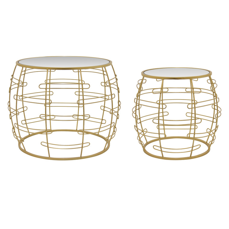Metal Mirrored Plant Stand In Gold Metal (Set Of 2) PBTH93068 By Plutus