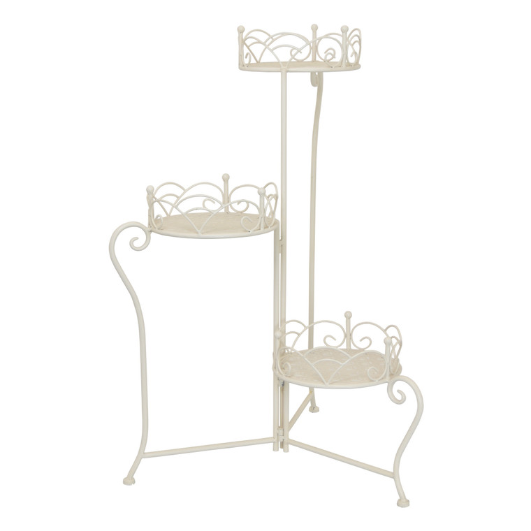 Metal Plant Stand In White Metal PBTH92394 By Plutus